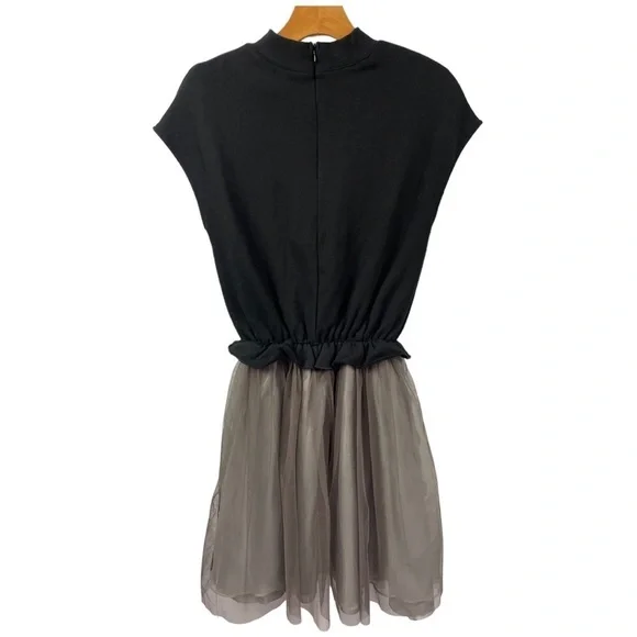 Black Knit Top with Gray Chiffon Skirt Women's Dress - Picture 3 of 8
